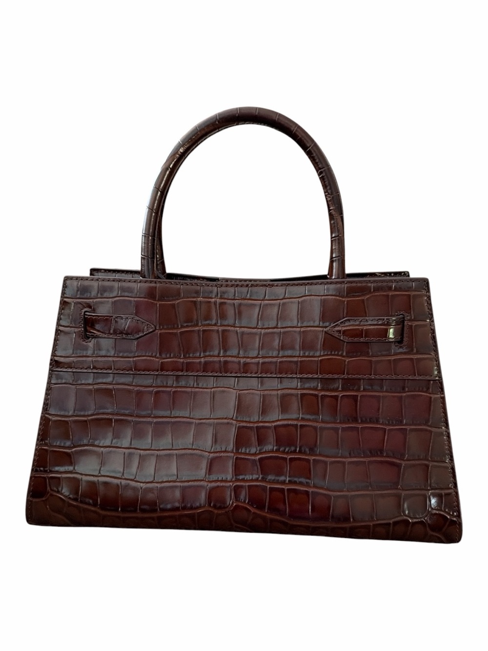 Veronica Beard Dash Bag Croc-Embossed Leather  Structured  Chestnut Medium - Picture 3 of 9